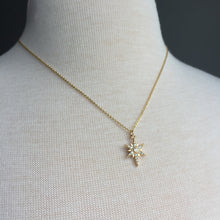 CZ stone Gold Starburst Chain Necklace