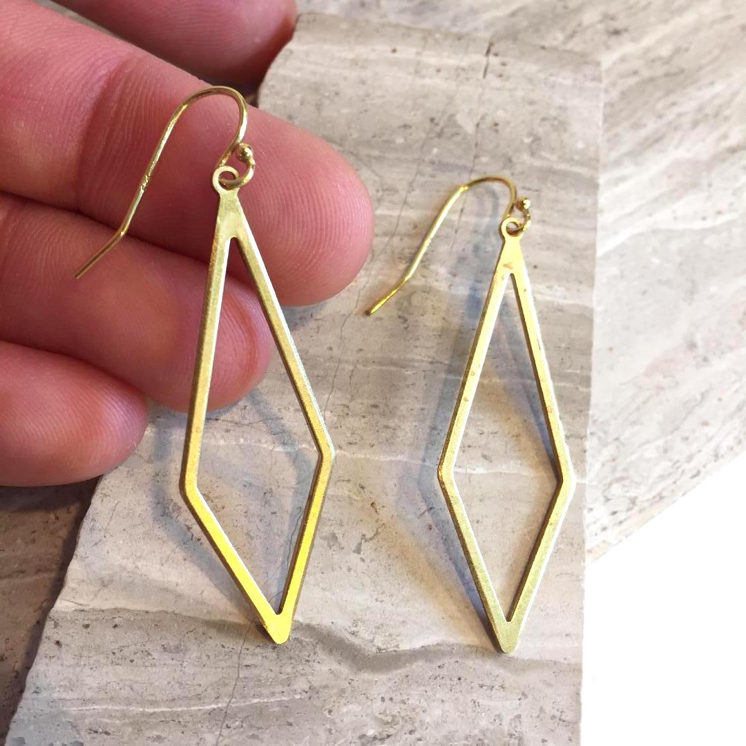 Gold diamond shaped earrings Clearance