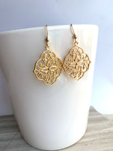 Intricate 24K Gold Floral Lace detail Earrings