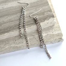 Long Crystal Fringe Silver Earrings, JPeace Designs