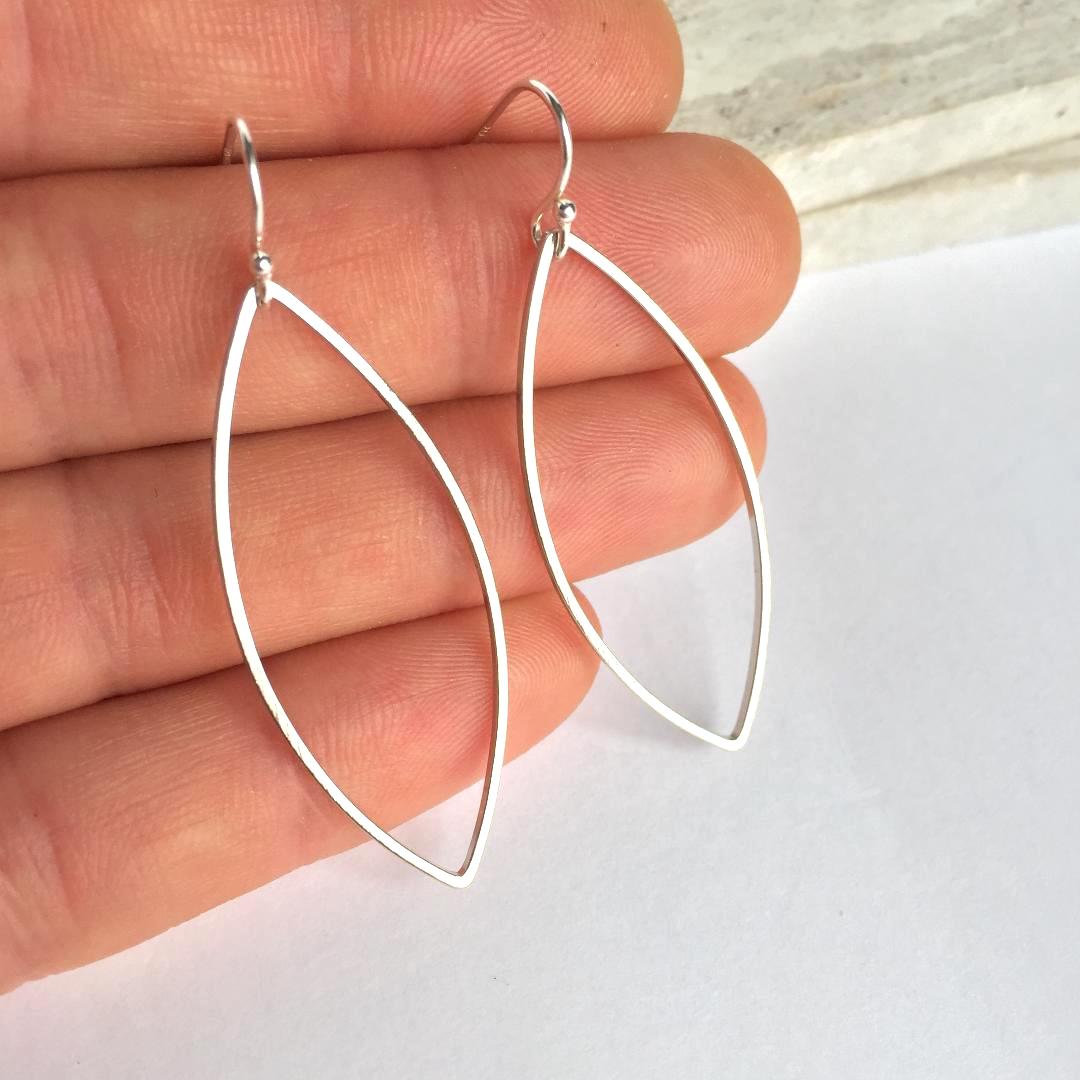 Marquise Shape Wire Hoop Earrings Sterling Silver Marquise Shape Wire Hoop Earrings Sterling Silver