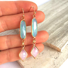 Opal Aqua glass Diamond drop Earrings, JPeace Designs