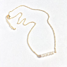 White Pearl bar & Gold Chain Necklace