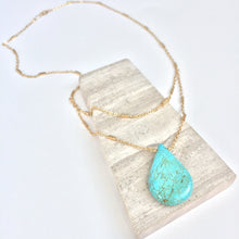 JPeace Designs Turquoise Droplet — Double Gold Chain Necklace