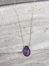 Amethyst Droplet Necklace, Sterling silver