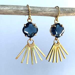 Sapphire Glass Stone Fringe Drop Earrings, JPeace Designs