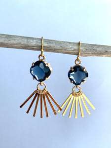 Sapphire Glass Stone Fringe Drop Earrings, JPeace Designs
