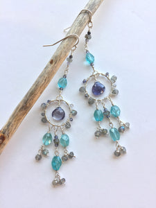 Water Goddess Earrings, hanging on stick