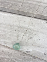 Aqua chalcedony droplet necklace, sterling silver