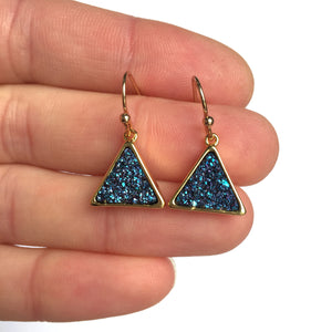 JPeace Designs Blue Druzy triangle Earrings