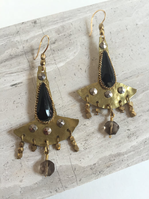 Hammered Brass Fan Earrings