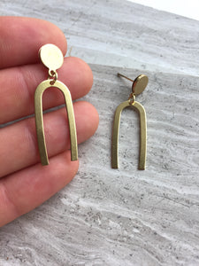 Brass Horseshoe Post Earrings