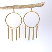 Brass Hoop Earrings w/ 4 bar dangles