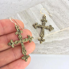 Bronze Cross Charm Earrings