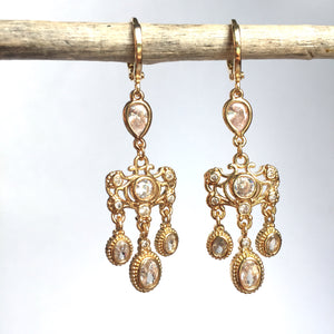 Vintage CZ chandelier huggie style Earrings
