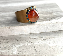Carnelian Brass & Crystal Ring, JPeace Designs