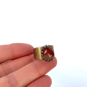 Carnelian Brass & Crystal Ring, JPeace Designs