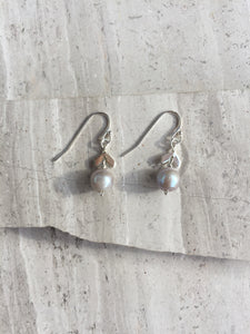 Chevron Pearl Earrings, silver