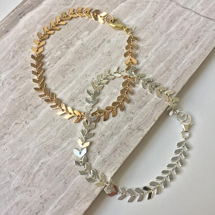Chevron chain Bracelet — Gold or Silver