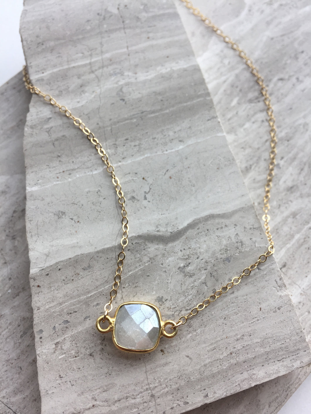 Chocolate Moonstone Square Necklace