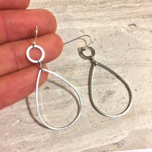 Circle droplet Silver Hoop earrings