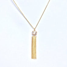 Clear Crystal & Gold Chain Tassel Necklace