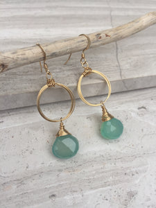 Coiled Hoop Earrings — Aqua Chalcedony