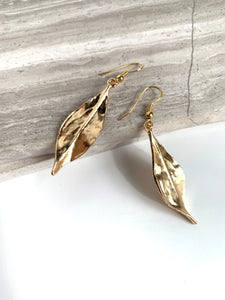 Long Gold Leaf Earrings, JPeace Designs