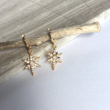 CZ stone Gold Starburst huggie Earrings