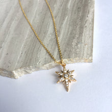 CZ stone Gold Starburst Chain Necklace