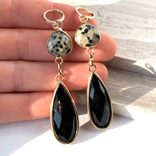 Dalmatian Jasper & Black Glass Drop Earrings, JPeace Designs