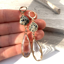 Dalmatian Jasper & Clear Glass Drop Earrings, JPeace Designs
