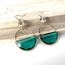 Diamond Drop Green Crescent Glass Earrings, JPeace Designs