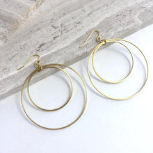 Double Hoop Orbit Earrings — Gold