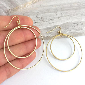 Double Hoop Orbit Earrings — Gold