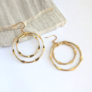 Double Hoop / Shiny Gold Orbit Earrings