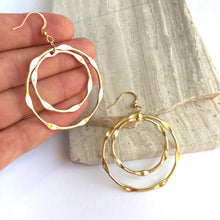 Double Hoop / Shiny Gold Orbit Earrings