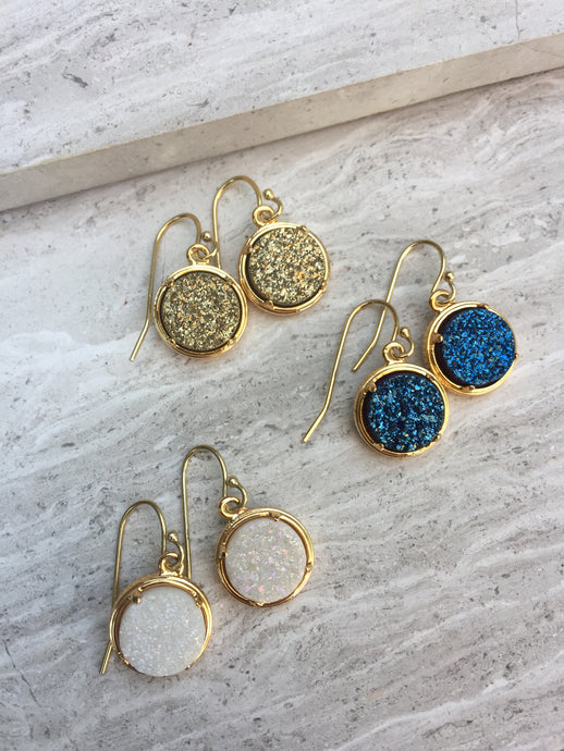 Druzy dot earrings gold- all colors