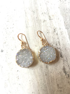 Druzy round gold earring