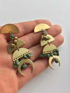 Ancient Egypt Turquoise and Brass Post Earrings