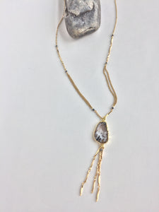 Long Geode Chain Tassel Necklace