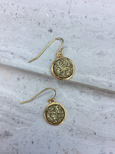 Gold druzy dot earrings —gold