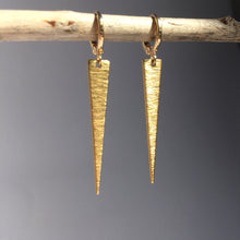 Gold triangle spike / huggie lever back Earrings