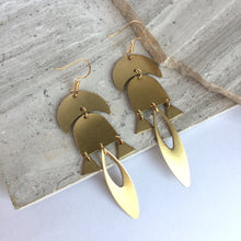 Golden Brass geometric sculpture Earrings