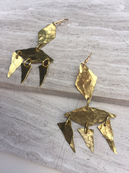 Nordic Wedding Earrings—hammered brass