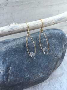 Herkimer Diamond Earrings, gold