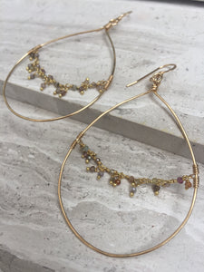 Hoop and Fringe Earrings, gold  — Sapphire