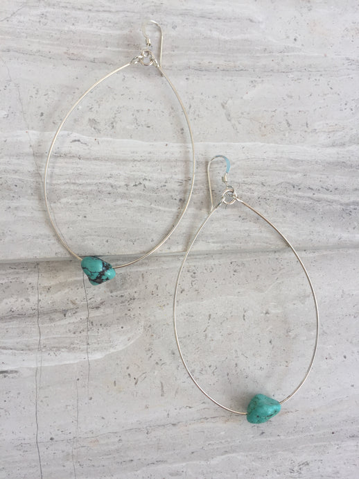 Huge Hoop Turquoise Nugget Earrings