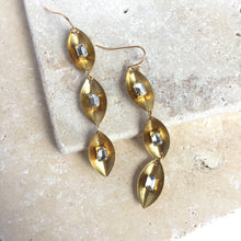 Long Gold marquise & Clear Crystal Earrings