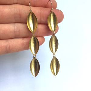 Egyptian style long Brushed Gold Earrings